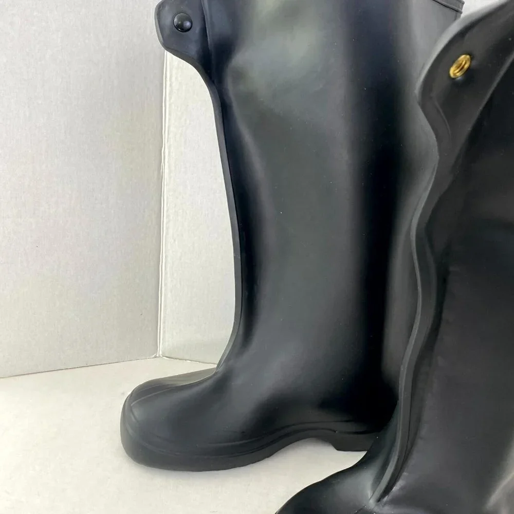 Waterproof Boot Covers Men's Size 8 Black Snap Button Round Toe Knee High Rain‎